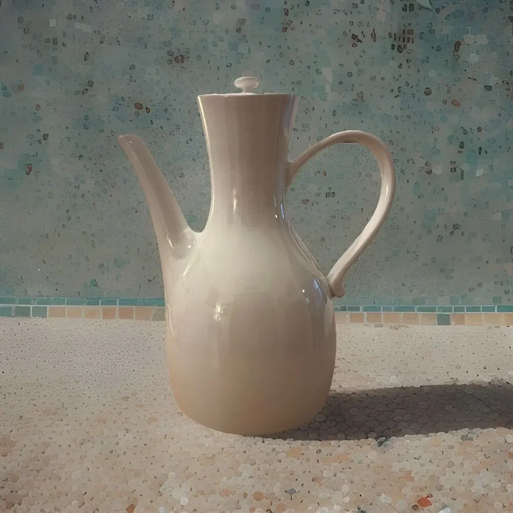 Vintage HALL Ernest Sohn Coffee/Tea Serving Pot Decanter 11.5” White Mid Century